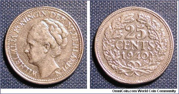 1940 The Netherlands 25 Cents