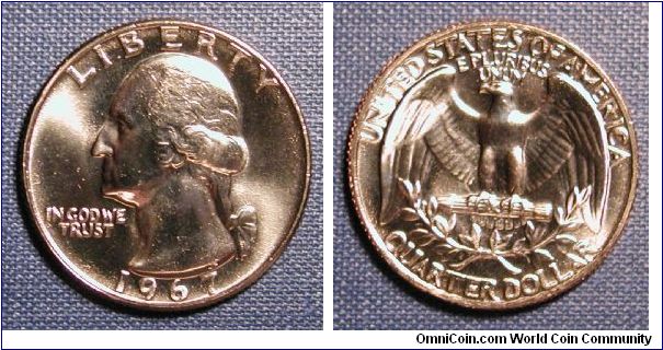 1967 Washington Quarter (Prooflike) from SMS (Special Mint Set)