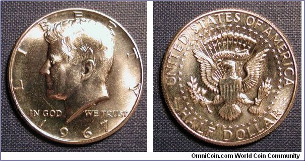 1967 Kennedy Half Dollar (Prooflike) from SMS (Special Mint Set)
