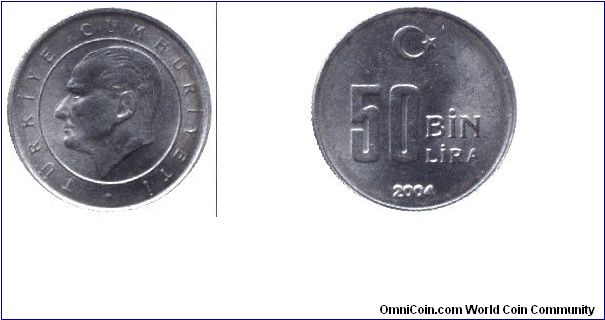 Turkey, 50000 lira, 2004, Atatürk.                                                                                                                                                                                                                                                                                                                                                                                                                                                                                  