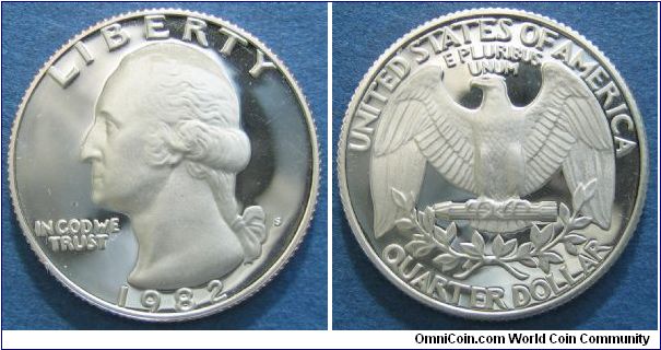 'S' proof clad Washington quarter