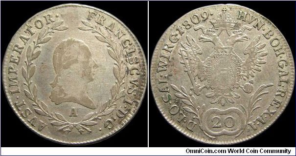 20 Kreuzer.

Vienna mint.                                                                                                                                                                                                                                                                                                                                                                                                                                                                                         