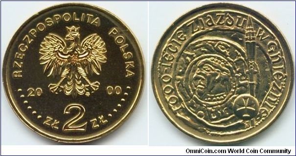 Poland, 2 zlote 2000.
1000th Anniversary of the Convention in Gniezno.