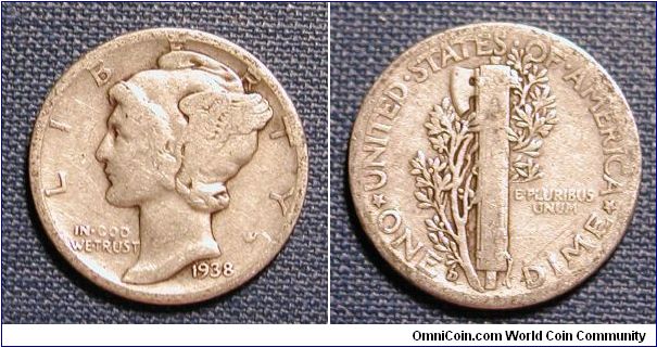 1938-D Mercury Dime