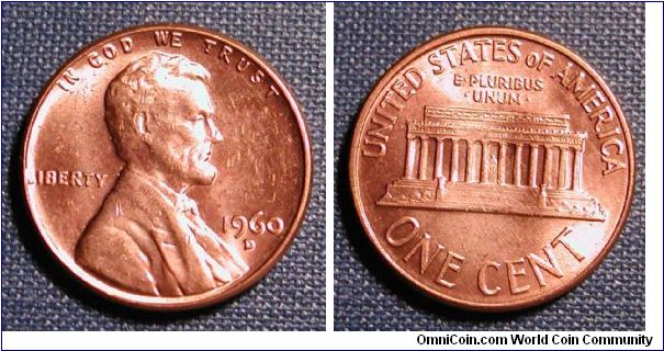 1960-D Lincoln Memorial Cent Large Date