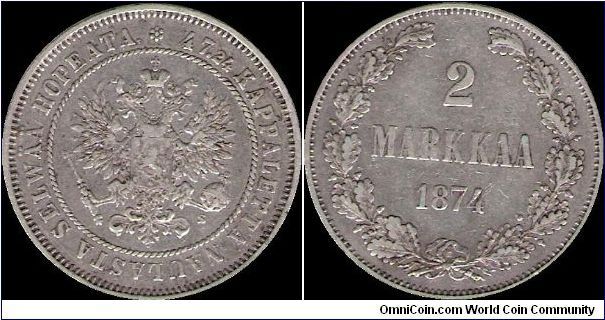 2 Markkaa 1874 S, Finland