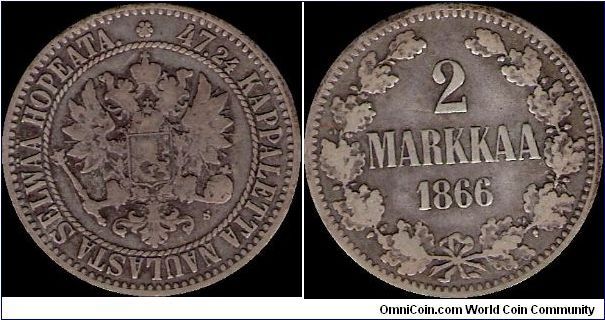 2 Markkaa 1866 S, Finland