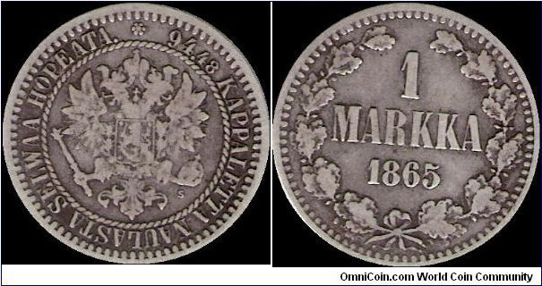 1 Markka 1865 S, Finland