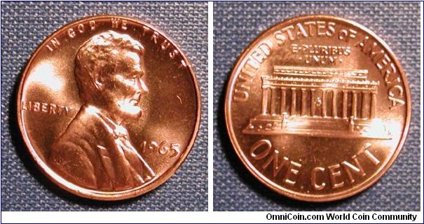 1965 Lincoln Memorial Cent taken from SMS set.