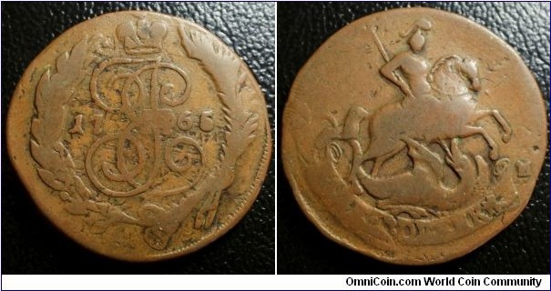 Russia 1765 2 kopek SPM overstruck over 1762 4 kopek over 1723-1730 5 kopek. Interesting piece of history. Overstruck features are quite clear. Weight: 20.66g