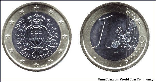 San Marino, 1 euro, 2005, bi-metallic                                                                                                                                                                                                                                                                                                                                                                                                                                                                               