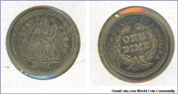 1850 Dime AU