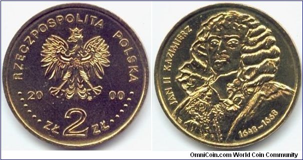 Poland, 2 zlote 2000.
King Jan II Kazimierz (1648-1668).