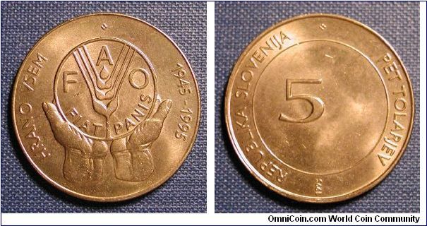 1995 Slovenia 5 Tolarjev 50th Anniversary - FAO