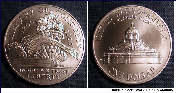 2000-P Library of Congress Silver Dollar