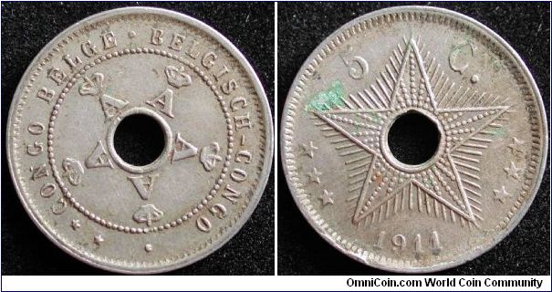 5 Centimes
Cu-Ni
Belgian Congo
Albert I