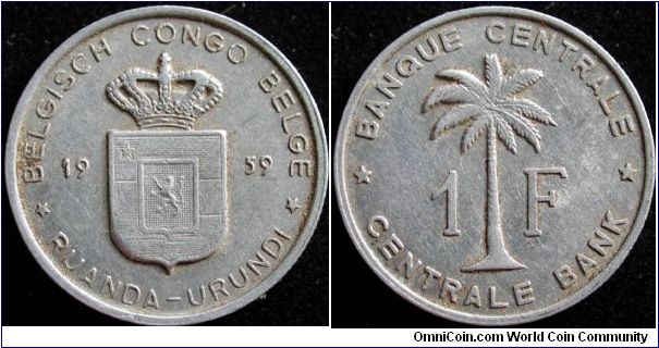 1 franc
Aluminium
Belgish Congo
Ruanda-Urundi