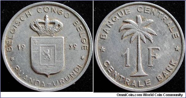 1 franc
Aluminium
Belgish Congo
Ruanda-Urundi