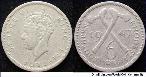 6 Pence
Cu-Ni
Southern Rhodesia
George VI
King & Emperor