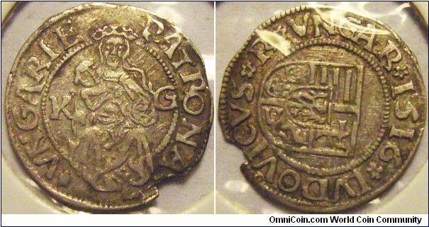 Hungary 1516 1 denar Rotation error!!! About 40 degrees rotation error. I am not too sure if this happens very often with Hungarian Medivial coins...