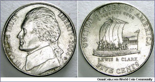 Nickel.

Keel boat. From circulation. Denver mint.                                                                                                                                                                                                                                                                                                                                                                                                                                                                