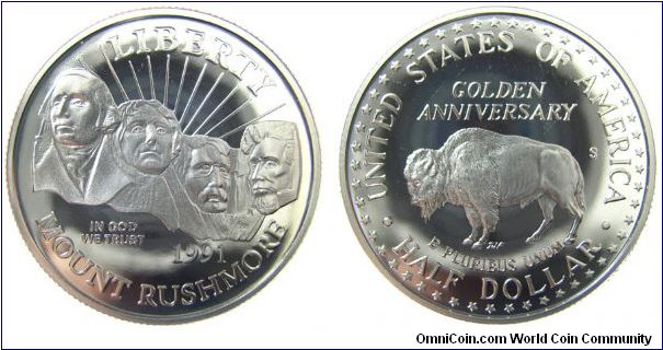 1991-S Mount Rushmore Commemorative half dollar.