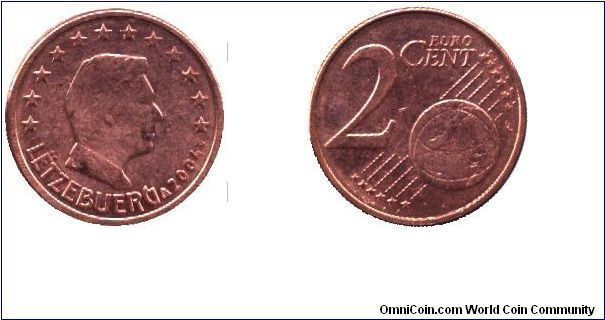 Luxembourg, 2 cents, 2004, Cu-Steel.                                                                                                                                                                                                                                                                                                                                                                                                                                                                                
