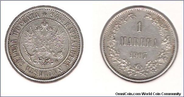 1 Markka 1907 L, Finland