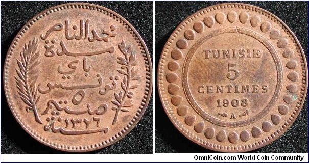 5 Centimes
Bronze
Muhammad al-Nasir
AH 1326