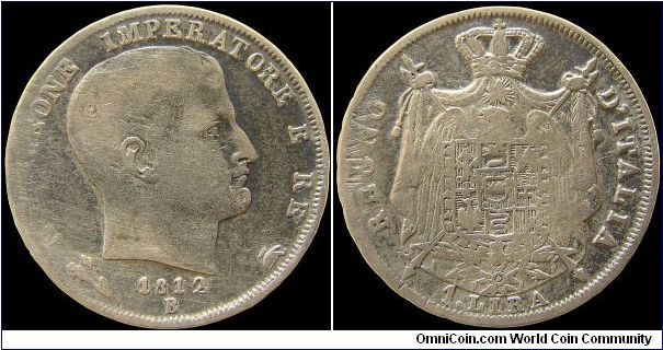 1 Lire, Napoleonic Kingdom of Italy.

Bologna mint.                                                                                                                                                                                                                                                                                                                                                                                                                                                               