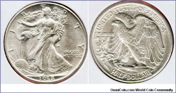 1938 D Walking Liberty Half Dollar