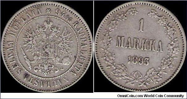 1 Markka 1893 L, Finland
