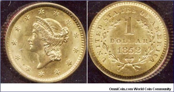 1852 $1 Lib. CHBU
