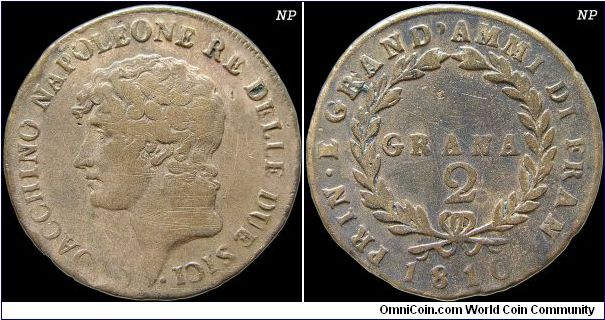 2 Grana, Napoleonic Kingdom of Naples.

Another Pagani, type 52e.                                                                                                                                                                                                                                                                                                                                                                                                                                                 