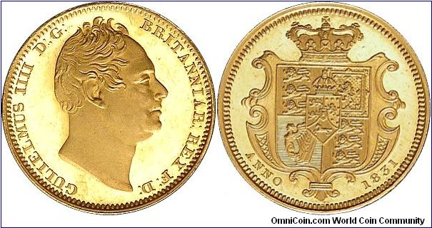1831 William IIII Proof Half Sovereign