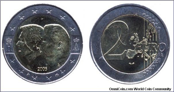 Belgium, 2 euros, 2005, Cu-Ni-Ni-S, Belgium Luxembourg Economic Union, bi-metallic                                                                                                                                                                                                                                                                                                                                                                                                                                  