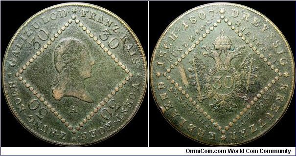 30 Kreutzer.

Vienna mint.                                                                                                                                                                                                                                                                                                                                                                                                                                                                                        