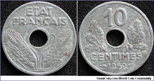 10 Centimes
Zinc
Vichy
17mm