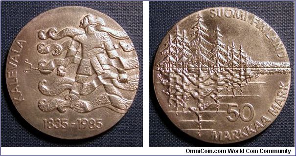 1985 Finland 50 Markkaa, 150 years since the first publication of the National Epic: Kalevala.