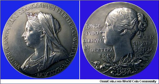 1897 Queen Victoria 60th Year of Reign Silver Medal approx. 56mm.