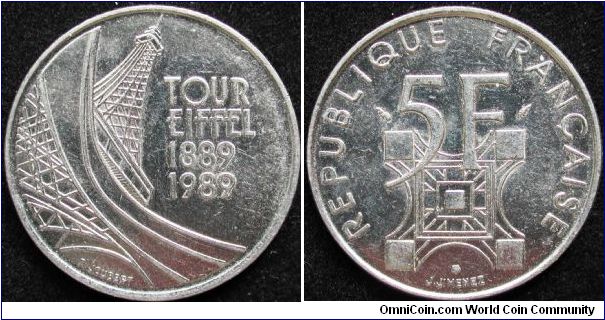 5 Francs
Nickel clad Cu-Ni
100 years Eiffel tower