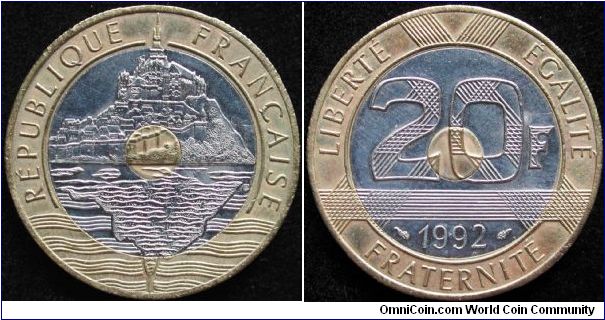 20 Francs
Tri metallic
Al. br - CuNi
Mt St Michel