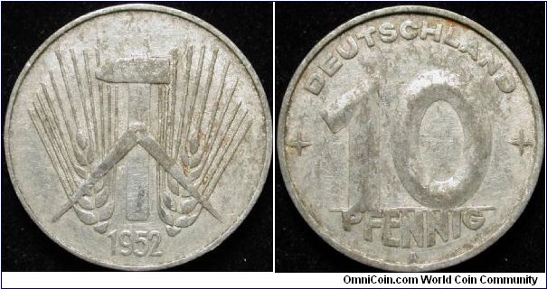 10 Pfennig
Aluminium
GDR
Mintmark A