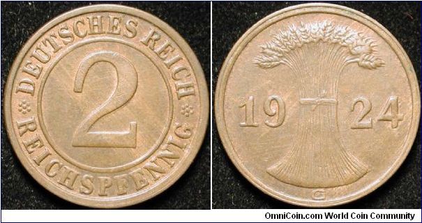 2 Reichspfennig
Bronze
G