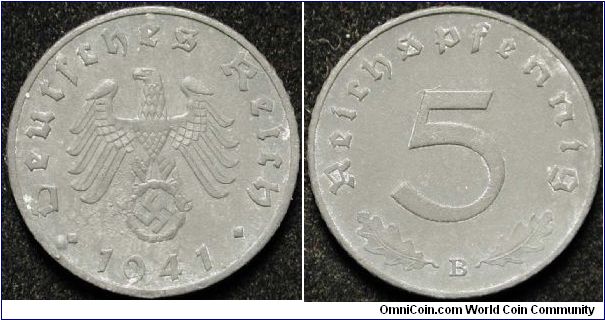 5 Reichspfennig
Zinc
B