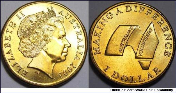 Australia 2003 1 dollar - Making a difference, Australia's Volunteers. Commemorative dollar coin that freely circulates around Australia.
