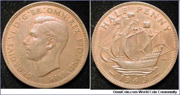 1/2 Penny
Bronze