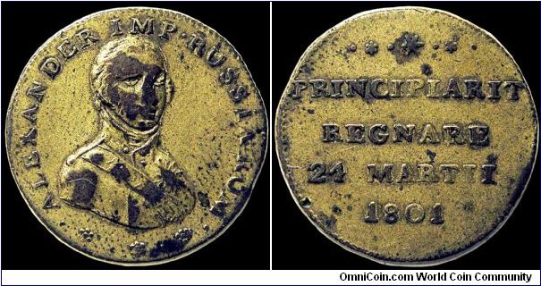 Alexander I, Great Britain.

Part of a box set produced in the decade of 1801-1810 that honored various European leaders.                                                                                                                                                                                                                                                                                                                                                                                         