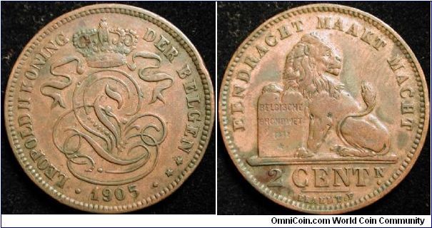 2 Centiemen
Copper
Leopold II
Flemish