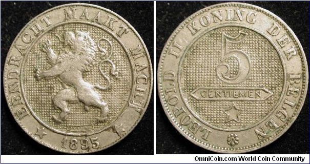 5 Centiemen
Cu-ni
Leopold II
Flemish